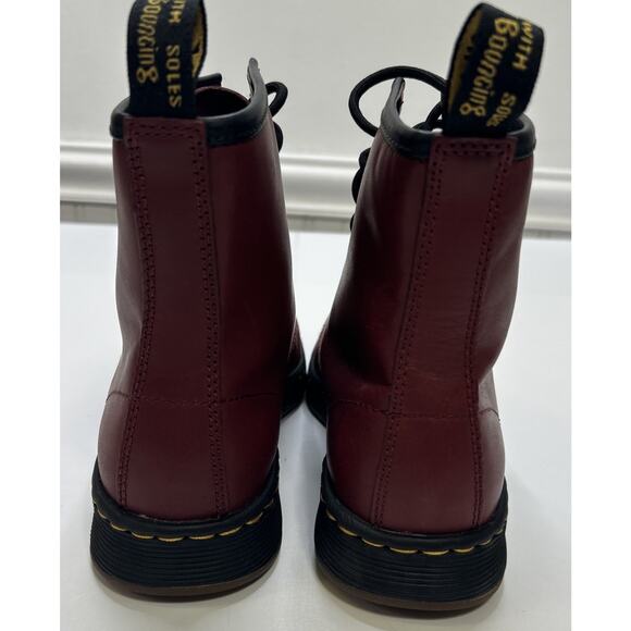 Dr. Martens Newton Leather Lace Up Boots Women 5 Burgundy Red Combat New!! - Picture 3 of 8